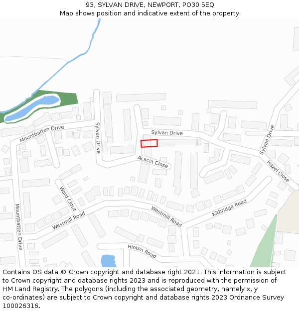 93, SYLVAN DRIVE, NEWPORT, PO30 5EQ: Location map and indicative extent of plot