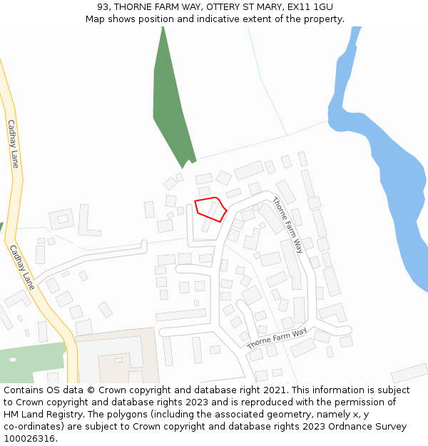 93, THORNE FARM WAY, OTTERY ST MARY, EX11 1GU: Location map and indicative extent of plot
