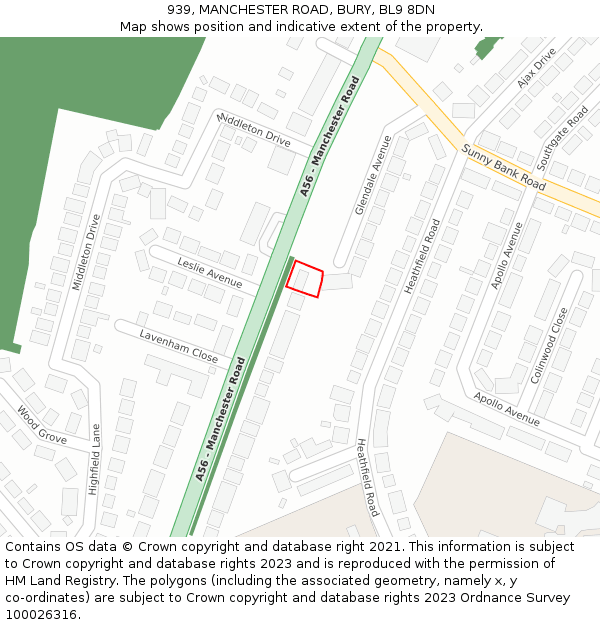 939, MANCHESTER ROAD, BURY, BL9 8DN: Location map and indicative extent of plot