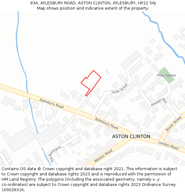 93A, AYLESBURY ROAD, ASTON CLINTON, AYLESBURY, HP22 5AJ: Location map and indicative extent of plot