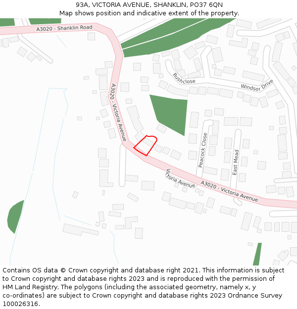 93A, VICTORIA AVENUE, SHANKLIN, PO37 6QN: Location map and indicative extent of plot
