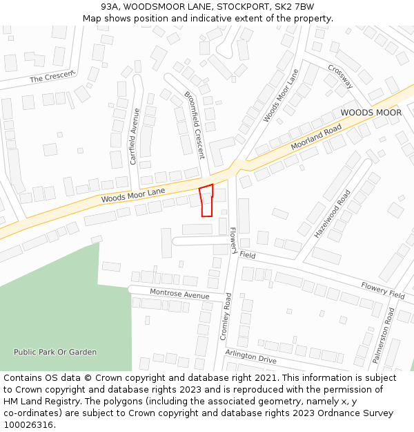 93A, WOODSMOOR LANE, STOCKPORT, SK2 7BW: Location map and indicative extent of plot