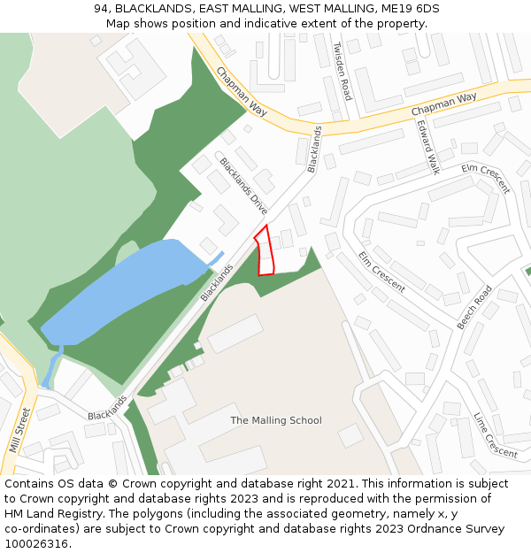 94, BLACKLANDS, EAST MALLING, WEST MALLING, ME19 6DS: Location map and indicative extent of plot