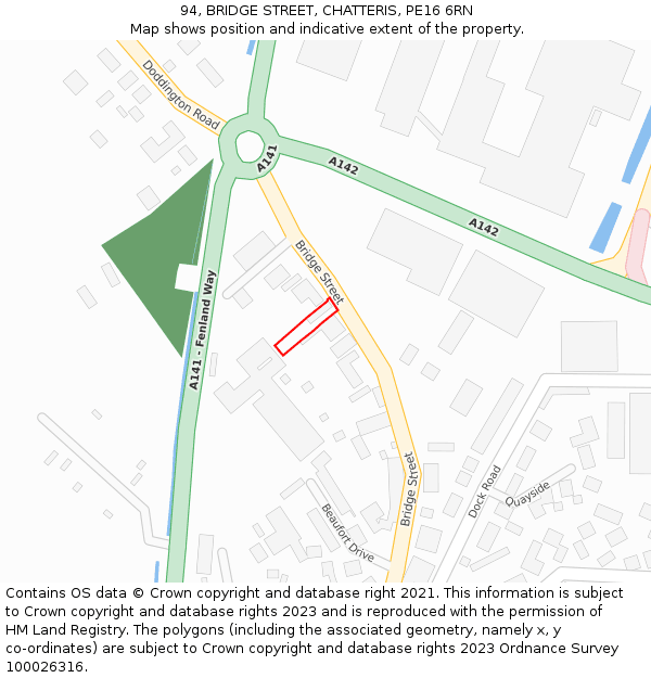 94, BRIDGE STREET, CHATTERIS, PE16 6RN: Location map and indicative extent of plot