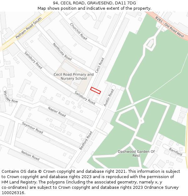 94, CECIL ROAD, GRAVESEND, DA11 7DG: Location map and indicative extent of plot