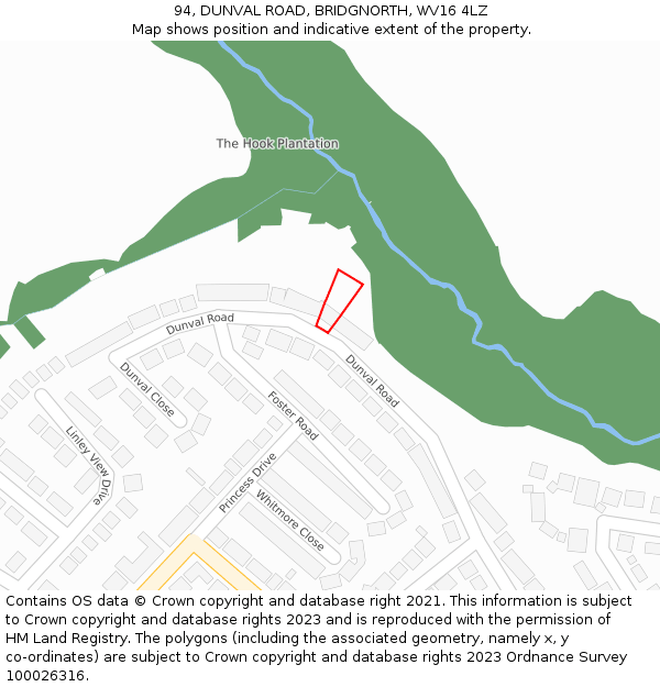 94, DUNVAL ROAD, BRIDGNORTH, WV16 4LZ: Location map and indicative extent of plot