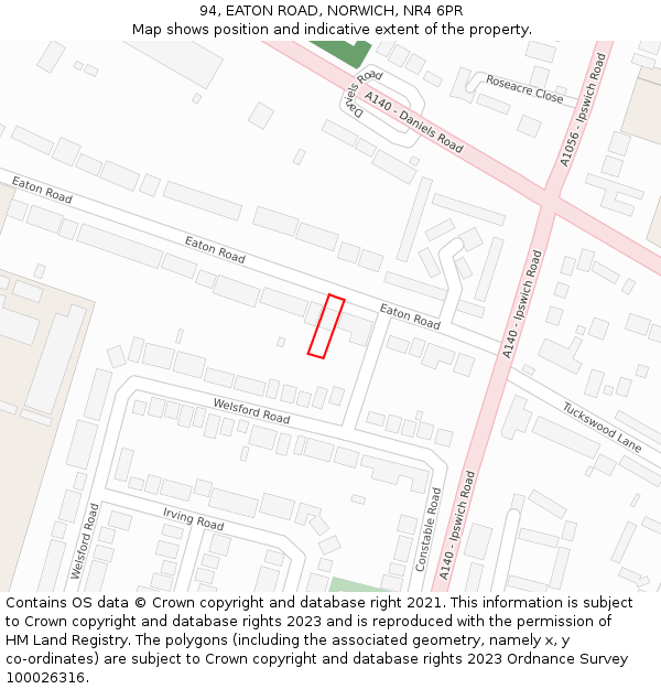 94, EATON ROAD, NORWICH, NR4 6PR: Location map and indicative extent of plot