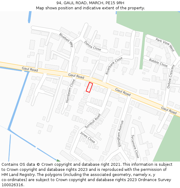 94, GAUL ROAD, MARCH, PE15 9RH: Location map and indicative extent of plot