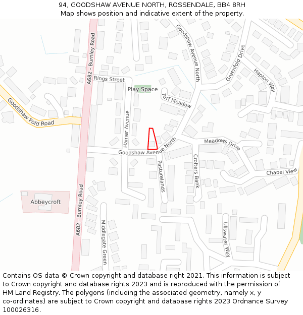 94, GOODSHAW AVENUE NORTH, ROSSENDALE, BB4 8RH: Location map and indicative extent of plot