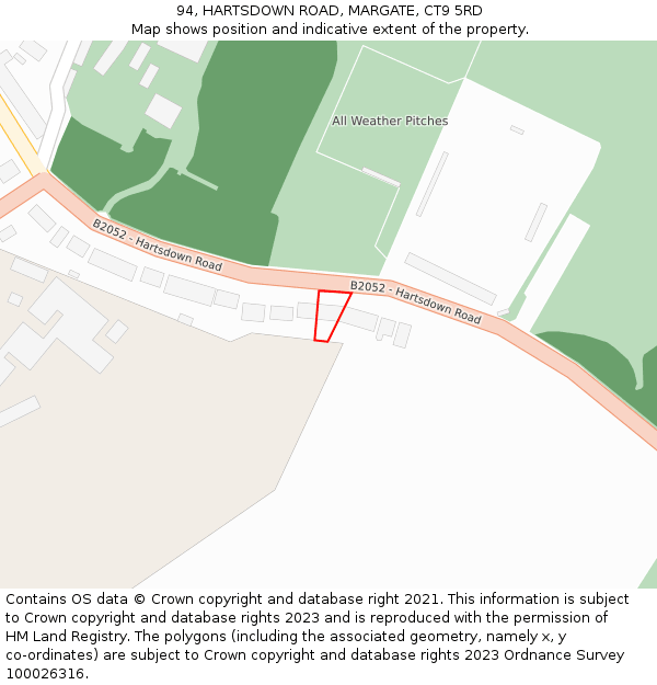 94, HARTSDOWN ROAD, MARGATE, CT9 5RD: Location map and indicative extent of plot