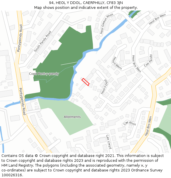 94, HEOL Y DDOL, CAERPHILLY, CF83 3JN: Location map and indicative extent of plot