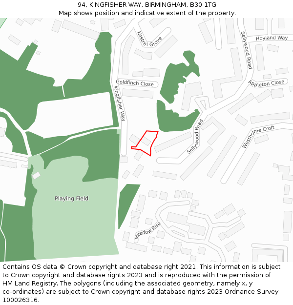 94, KINGFISHER WAY, BIRMINGHAM, B30 1TG: Location map and indicative extent of plot