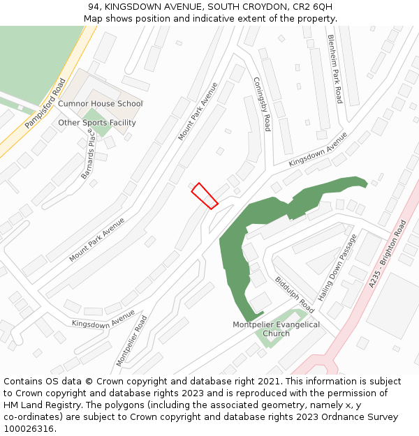 94, KINGSDOWN AVENUE, SOUTH CROYDON, CR2 6QH: Location map and indicative extent of plot