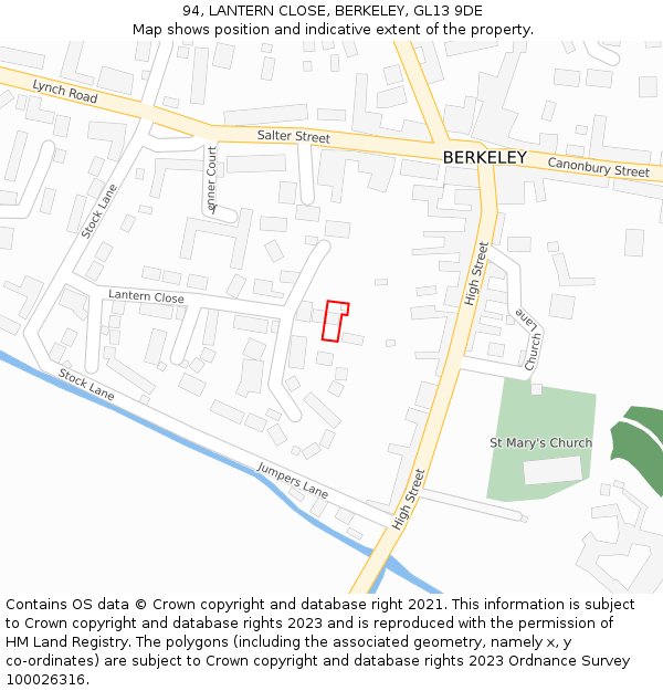 94, LANTERN CLOSE, BERKELEY, GL13 9DE: Location map and indicative extent of plot