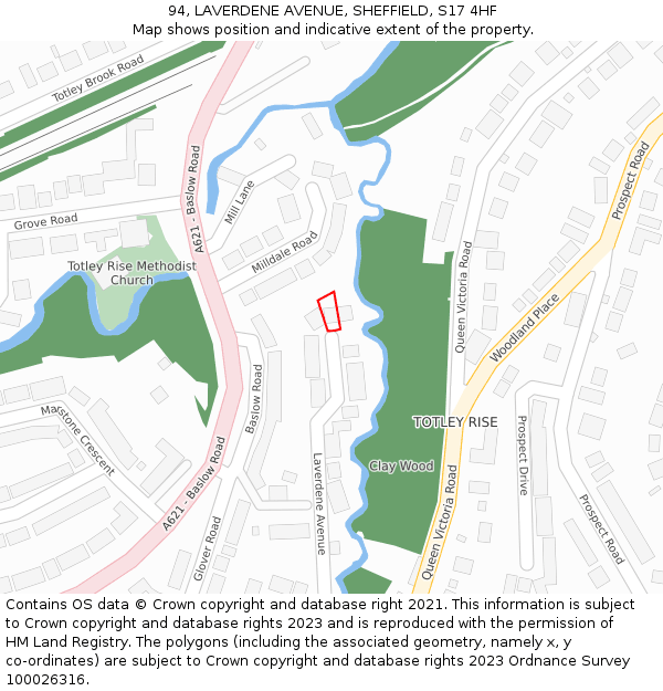 94, LAVERDENE AVENUE, SHEFFIELD, S17 4HF: Location map and indicative extent of plot