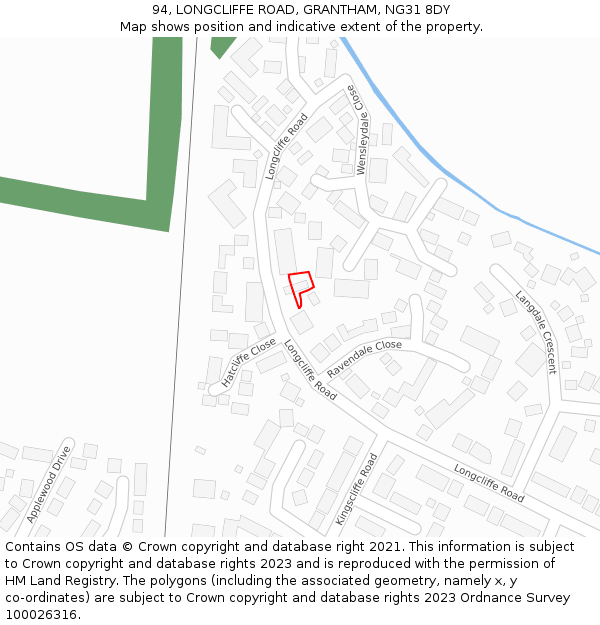 94, LONGCLIFFE ROAD, GRANTHAM, NG31 8DY: Location map and indicative extent of plot