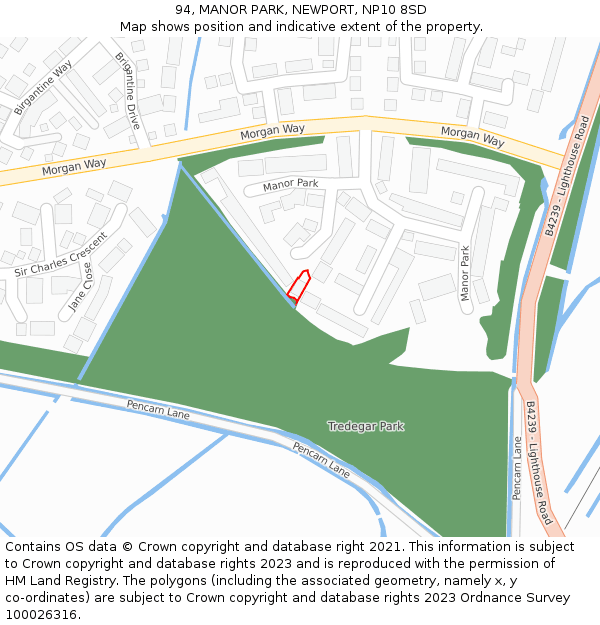 94, MANOR PARK, NEWPORT, NP10 8SD: Location map and indicative extent of plot