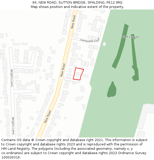 94, NEW ROAD, SUTTON BRIDGE, SPALDING, PE12 9RQ: Location map and indicative extent of plot