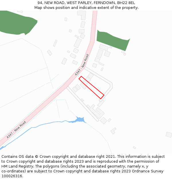 94, NEW ROAD, WEST PARLEY, FERNDOWN, BH22 8EL: Location map and indicative extent of plot