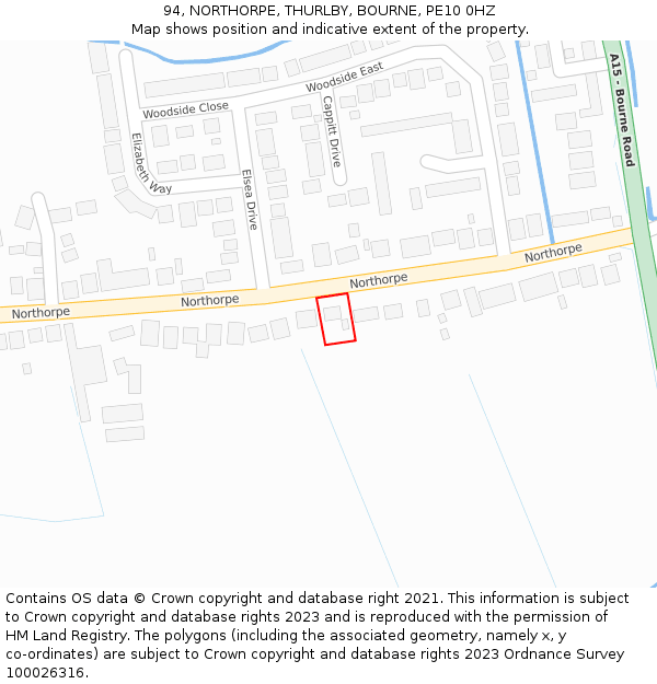 94, NORTHORPE, THURLBY, BOURNE, PE10 0HZ: Location map and indicative extent of plot