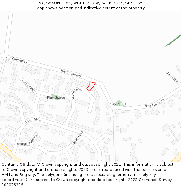 94, SAXON LEAS, WINTERSLOW, SALISBURY, SP5 1RW: Location map and indicative extent of plot