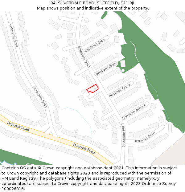 94, SILVERDALE ROAD, SHEFFIELD, S11 9JL: Location map and indicative extent of plot