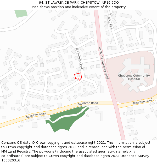 94, ST LAWRENCE PARK, CHEPSTOW, NP16 6DQ: Location map and indicative extent of plot