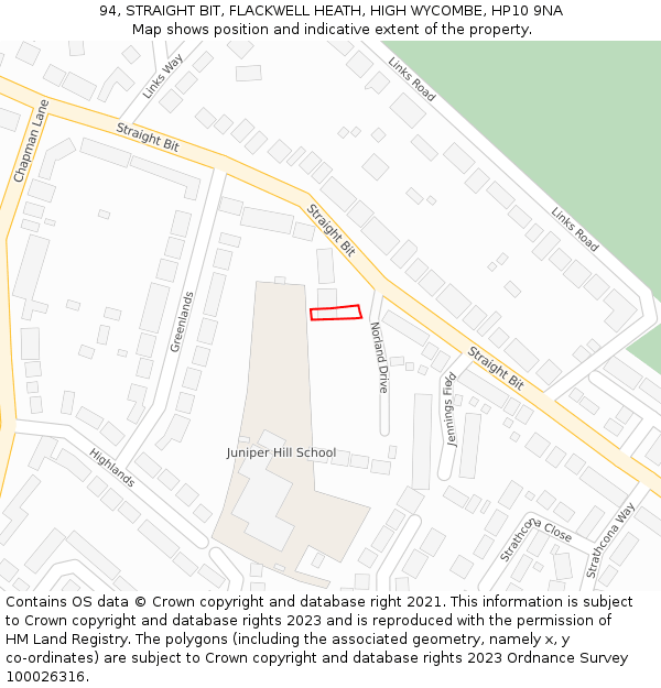 94, STRAIGHT BIT, FLACKWELL HEATH, HIGH WYCOMBE, HP10 9NA: Location map and indicative extent of plot