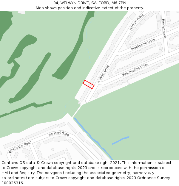 94, WELWYN DRIVE, SALFORD, M6 7PN: Location map and indicative extent of plot