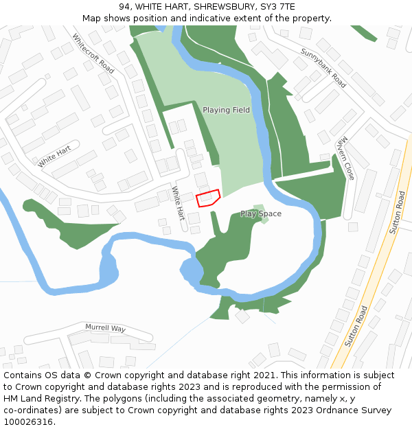 94, WHITE HART, SHREWSBURY, SY3 7TE: Location map and indicative extent of plot