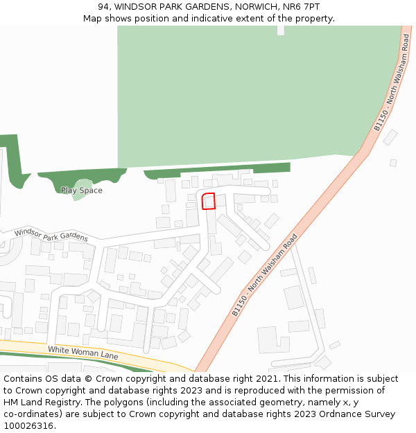 94, WINDSOR PARK GARDENS, NORWICH, NR6 7PT: Location map and indicative extent of plot