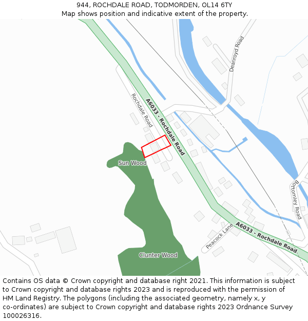 944, ROCHDALE ROAD, TODMORDEN, OL14 6TY: Location map and indicative extent of plot