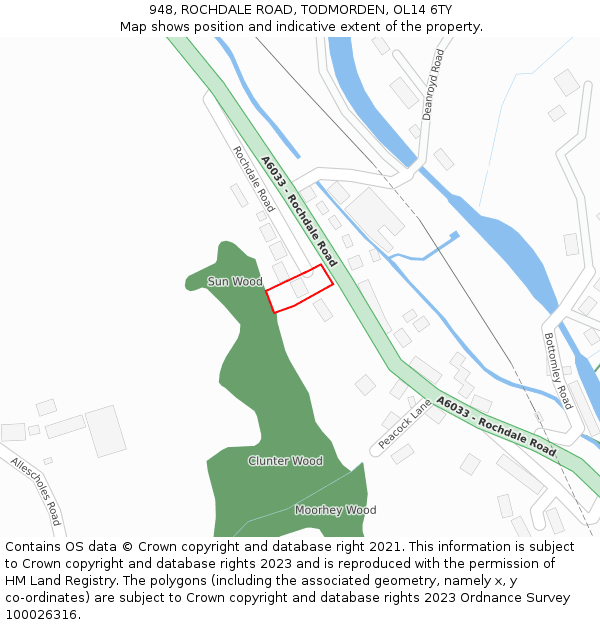 948, ROCHDALE ROAD, TODMORDEN, OL14 6TY: Location map and indicative extent of plot