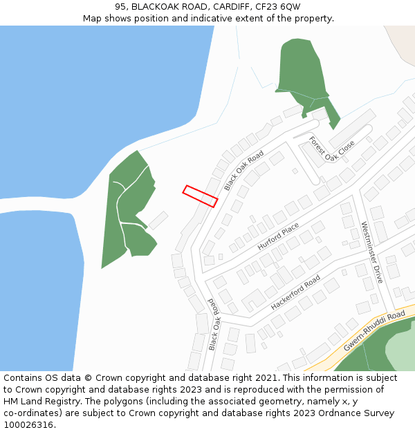 95, BLACKOAK ROAD, CARDIFF, CF23 6QW: Location map and indicative extent of plot
