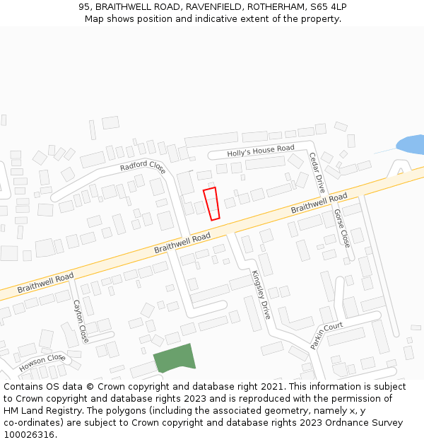 95, BRAITHWELL ROAD, RAVENFIELD, ROTHERHAM, S65 4LP: Location map and indicative extent of plot