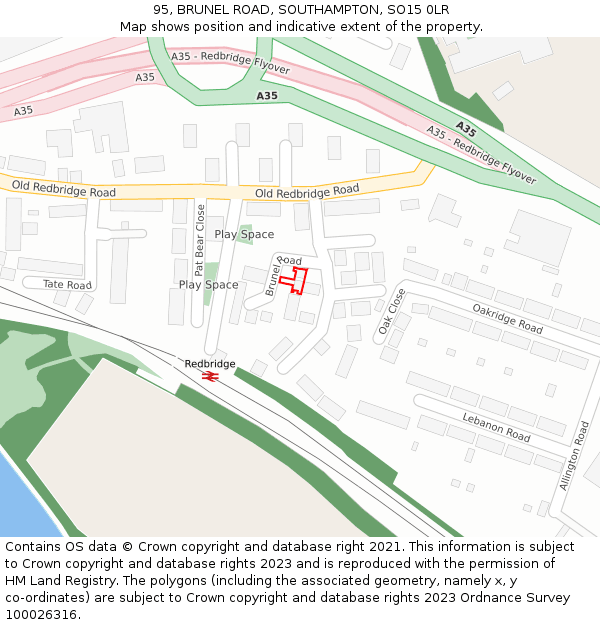 95, BRUNEL ROAD, SOUTHAMPTON, SO15 0LR: Location map and indicative extent of plot