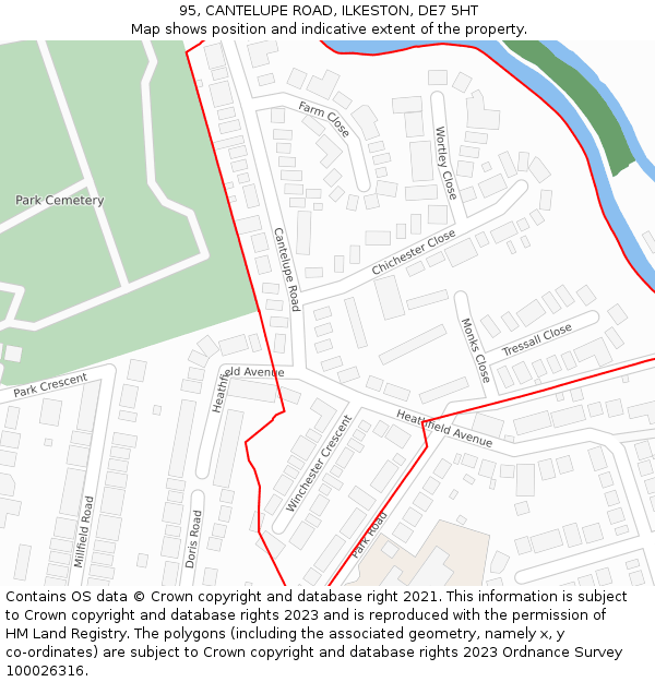 95, CANTELUPE ROAD, ILKESTON, DE7 5HT: Location map and indicative extent of plot