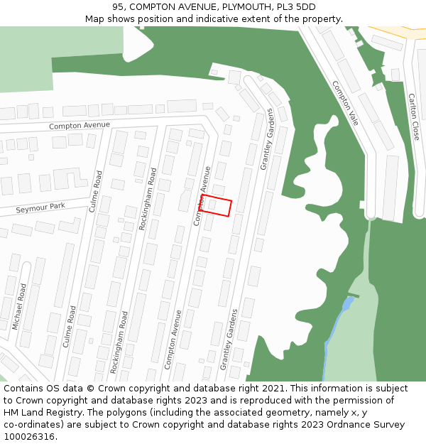 95, COMPTON AVENUE, PLYMOUTH, PL3 5DD: Location map and indicative extent of plot