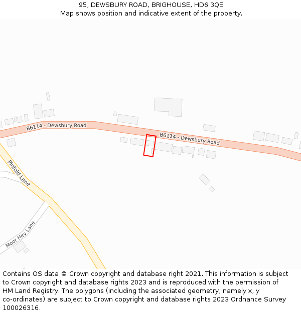 95, DEWSBURY ROAD, BRIGHOUSE, HD6 3QE: Location map and indicative extent of plot