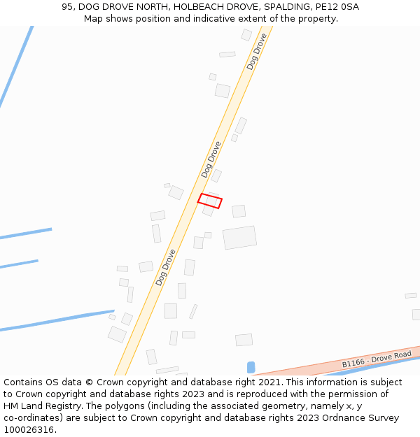 95, DOG DROVE NORTH, HOLBEACH DROVE, SPALDING, PE12 0SA: Location map and indicative extent of plot