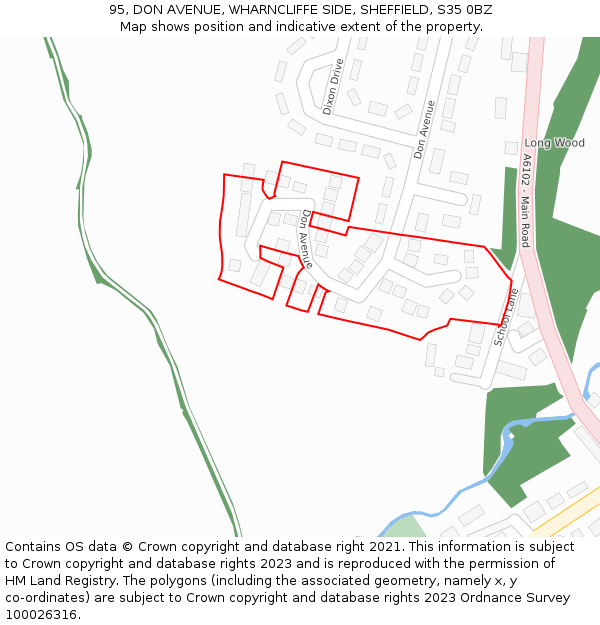 95, DON AVENUE, WHARNCLIFFE SIDE, SHEFFIELD, S35 0BZ: Location map and indicative extent of plot