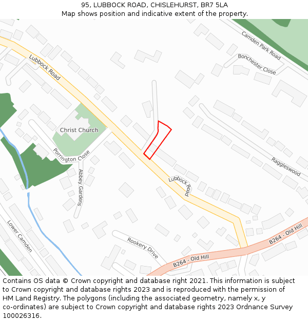 95, LUBBOCK ROAD, CHISLEHURST, BR7 5LA: Location map and indicative extent of plot