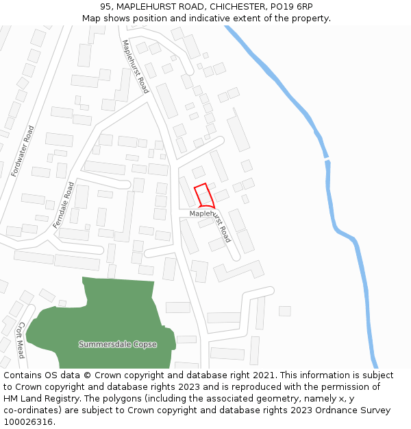 95, MAPLEHURST ROAD, CHICHESTER, PO19 6RP: Location map and indicative extent of plot