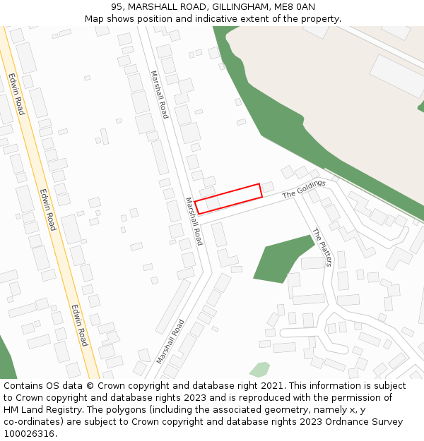 95, MARSHALL ROAD, GILLINGHAM, ME8 0AN: Location map and indicative extent of plot