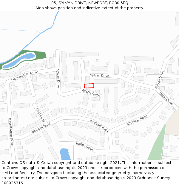 95, SYLVAN DRIVE, NEWPORT, PO30 5EQ: Location map and indicative extent of plot