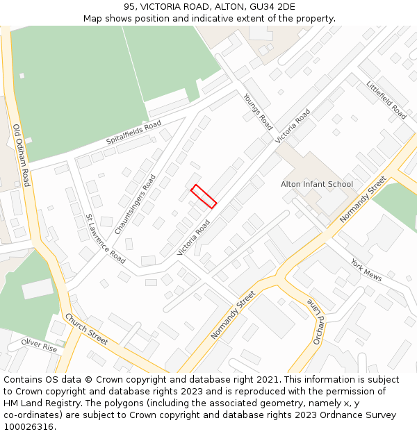 95, VICTORIA ROAD, ALTON, GU34 2DE: Location map and indicative extent of plot