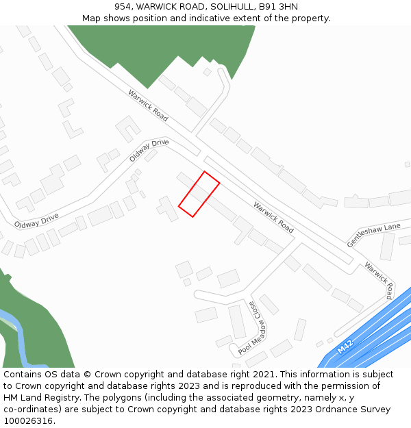 954, WARWICK ROAD, SOLIHULL, B91 3HN: Location map and indicative extent of plot