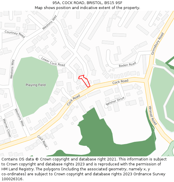 95A, COCK ROAD, BRISTOL, BS15 9SF: Location map and indicative extent of plot