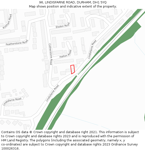 96, LINDISFARNE ROAD, DURHAM, DH1 5YQ: Location map and indicative extent of plot