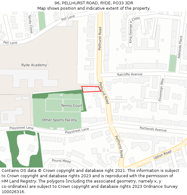 96, PELLHURST ROAD, RYDE, PO33 3DR: Location map and indicative extent of plot